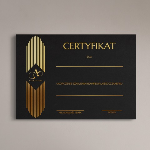Elegancki certyfikat na czarnym papierze z pozłoceniem - CF1 